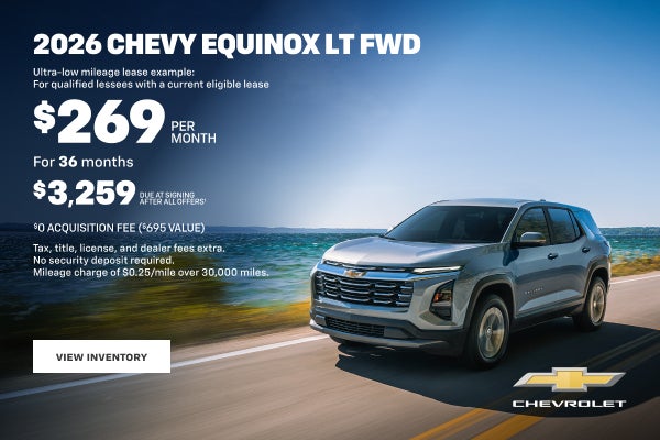 2026 Chevy Equinox LT FWD. Ultra-low mileage lease example for qualified lessees with a current e...